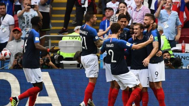 Francia celebrando el gol de Griezmann contra Argentina.