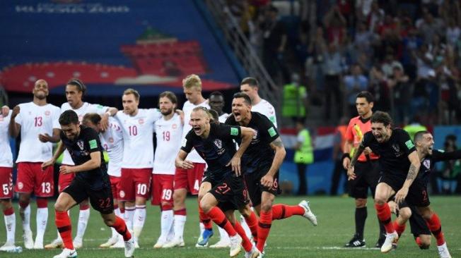 Croacia celebrando la clasificación a cuartos.