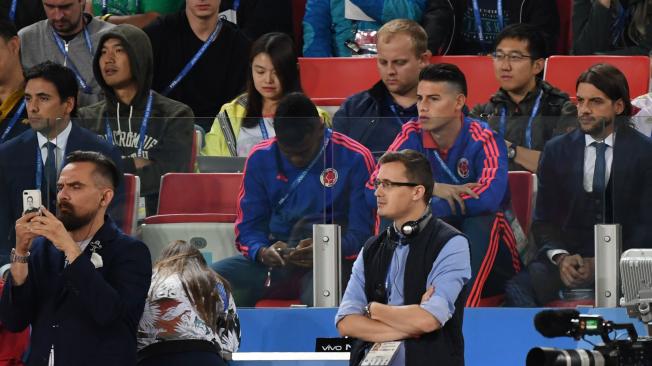 James Rodríguez, el volante estrella de la Selección Colombia, se perdió el último partido del equipo cafetero en el Mundial de Rusia 2018. Tuvo que ver, desde las tribunas, la actuación de sus compañeros.
