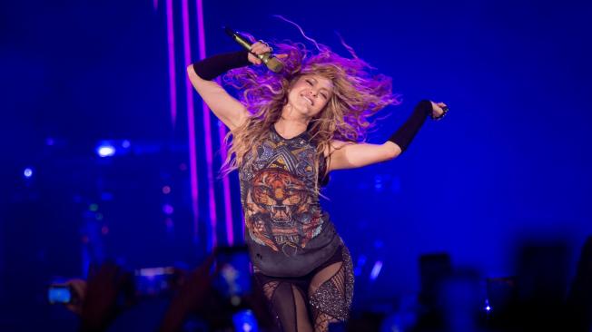 La cantante colombiana Shakira durante el concierto que ha ofrecido esta noche en el Wizink Center de Madrid, incluido en su gira 'El Dorado'.