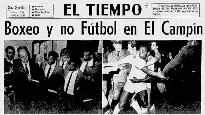 Así registró EL TIEMPO en su edición del 18 de julio de 1968, los bochornosos hechos registrados en el estadio El Campín, de Bogotá.