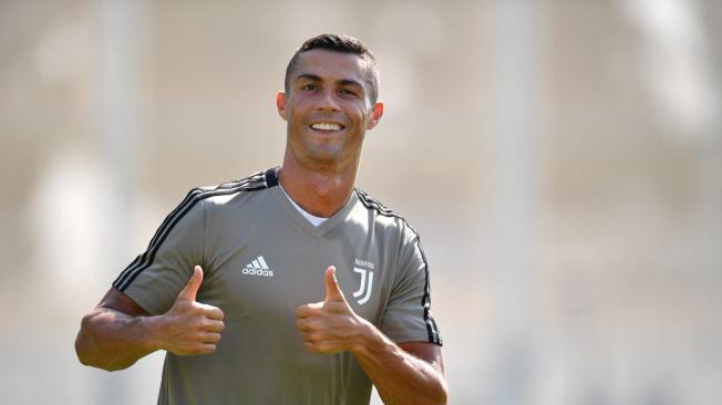 Cristiano Ronaldo en su primera práctica con Juventus.
