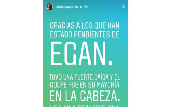 Historia de Instagram de Xiomy.Guerrero, la novia de Egan Bernal hablando sobre la caída del colombiano.