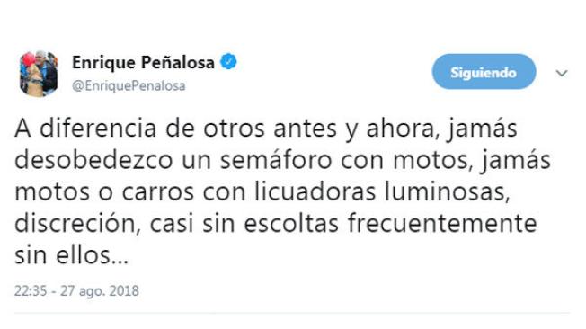 Esta fue la publicación que realizó el alcalde Peñalosa en sus redes sociales.