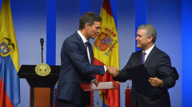 El presidente Iván Duque se reunió este jueves con el presidente del gobierno español, Pedro Sánchez.