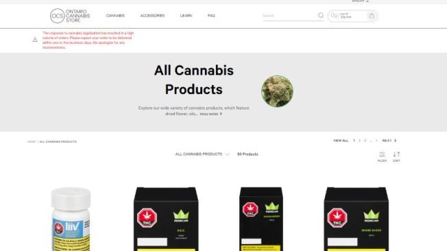 Los productos de marihuana que ofrece la página.