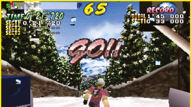 Cool Boarders 2, es un juego de snowboard en que se compite en el halfpipe.