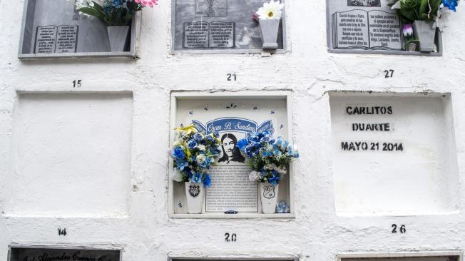 A veces voy a visitar a Óscar, está en el Cementerio de Suba tras una lápida blanca con flores azules y un poema que yo le escribí.