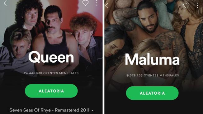 La cifra de oyentes mensuales de la banda liderada por el desaparecido Freddie Mercury es mayor a la que registran cantantes como Maluma o Shakira.