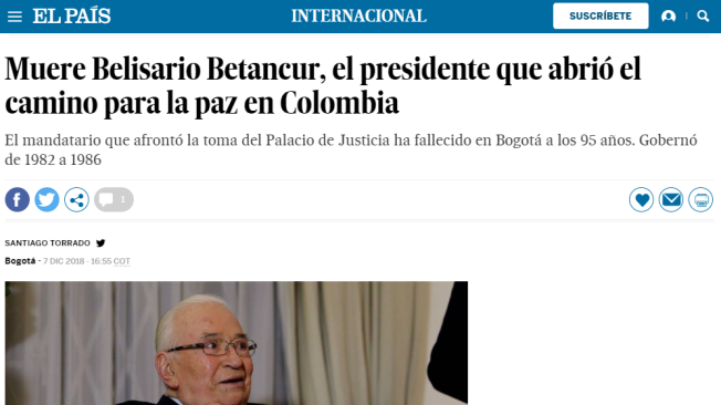 Versión digital de El País de España este jueves.