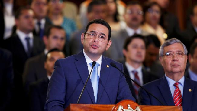 El presidente de Guatemala Jimmy Morales se pronunció desde el Palacio Nacional de la Cultura, en Ciudad de Guatemala, sobre el tema la Cicig.