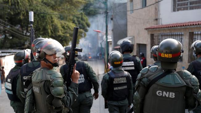 La Guardia Nacional venezolana también estuvo durante la manifestación.