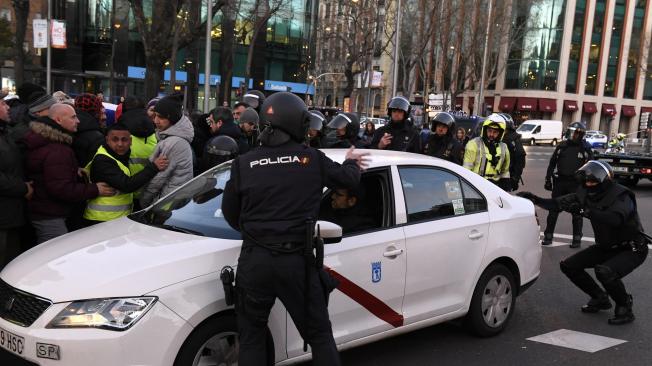 Protestas de taxistas en Madrid.