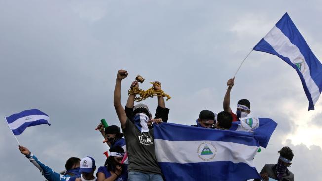 Imagen de archivo de mayo 26 de 2018, durante las protestas opositoras al gobierno del presidente Daniel Ortega y su esposa, la vicepresidenta Rosario Murillo, en Managua.