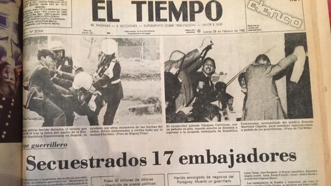 Portada de EL TIEMPO del 28 de febrero con la noticia de l secuestro de los embajadores.