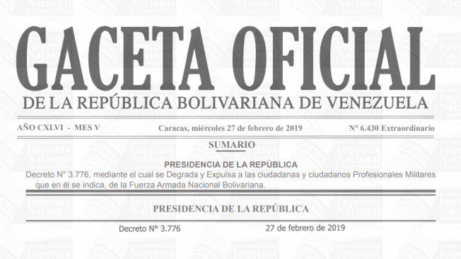 Pantallazo del decreto que firmó Nicolás Maduro.