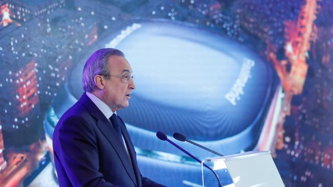 Florentino Pérez, presidente del Real Madrid presentando el nuevo estadio.