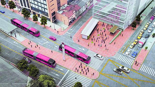 Este es el aspecto que tendría la troncal de TransMilenio de la 7.ª en la calle 45, según lo proyectado por el Instituto de Desarrollo Urbano.