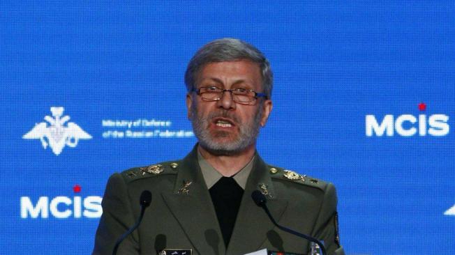 El ministro de Defensa iraní, Amir Hatami, da un discurso durante la Conferencia Anual de Moscú sobre Seguridad Internacional.
