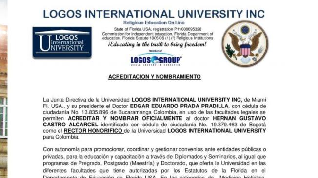 Gustavo Castro es nombrado como rector de Logos International University.