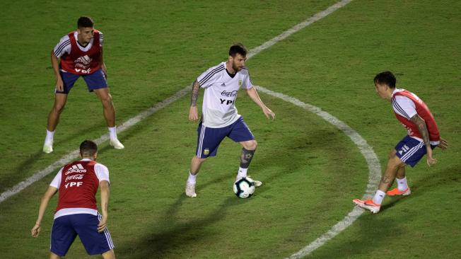 El jugador durante un entrenamiento previo al partido de Colombia vs Argentina.