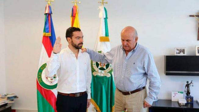 Andrés Villamizar y el Alcalde de Cali, Maurice Armitage el 7 de junio, 2018, día de posesión de Villamizar como Secretario de Seguridad y Justicia.