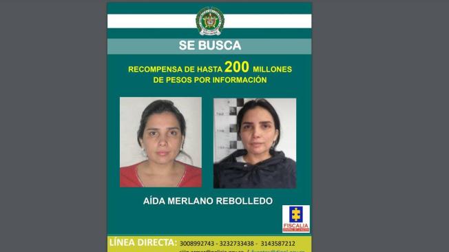 Volante recompensa de 200 millones de pesos por información que permita la captura de Aida Merlano.