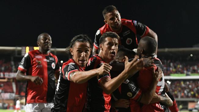 Uno de los festejos de gol del Cúcuta contra el AMérica
