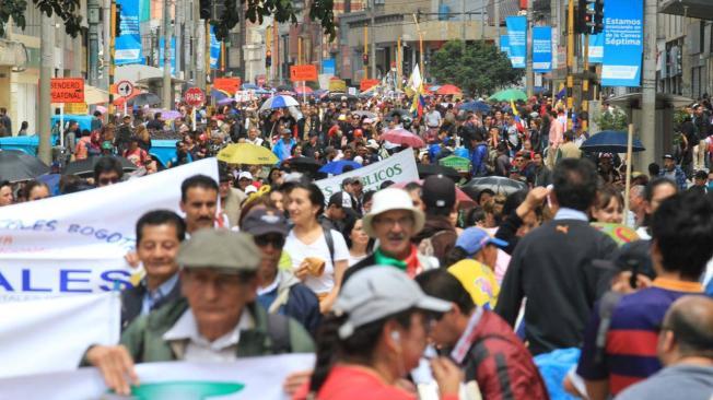 Marchas en el Centro de Bogotá.