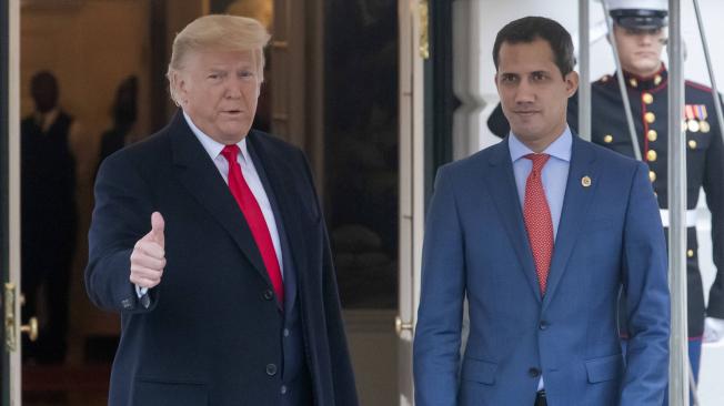 El presidente de EE. UU, Donald Trump, y el presidente encargado de Venezuela, Juan Guaidó, en su reunión en la Casa Blanca.