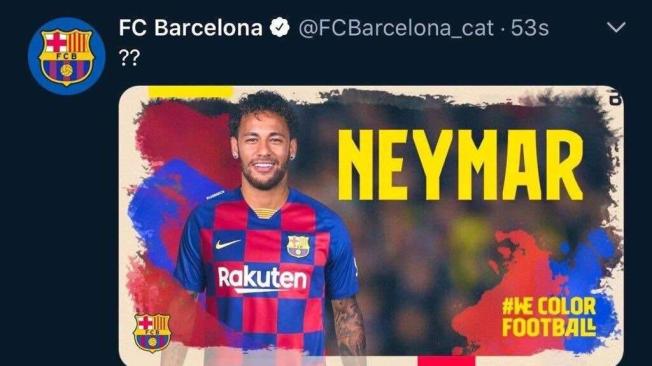 El mensaje en el que anunciaron el falso fichaje de Neymar.