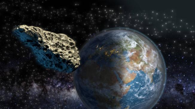Ilustración de un asteroide cerca de la Tierra.