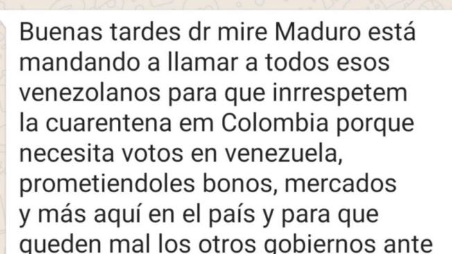 Este es el chat en el que invitan a los venezolanos en Colombia a violar la cuarentena y a exigir mercados y ayuda.