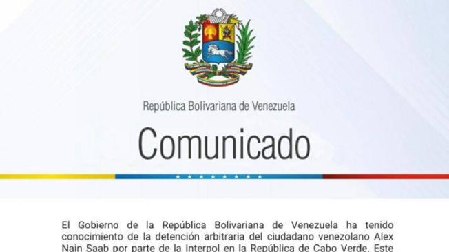 Comunicado de Venezuela sobre Álex Saab.