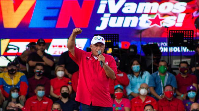 Diosdado Cabello participa en un acto de campaña el 30 de noviembre de 2020 en San Francisco, estado Zulia (Venezuela).