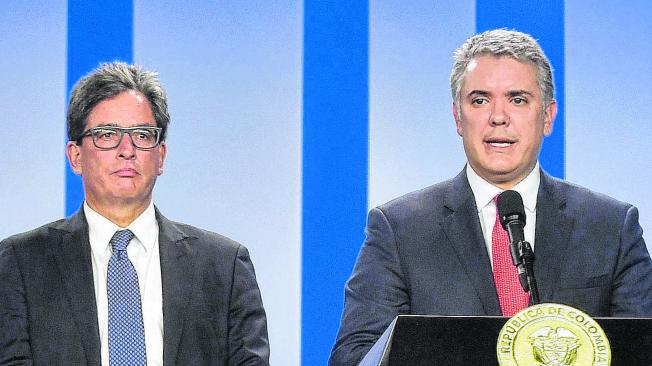 Presidente Iván Duque y ministro de Hacienda, Alberto Carrasquilla