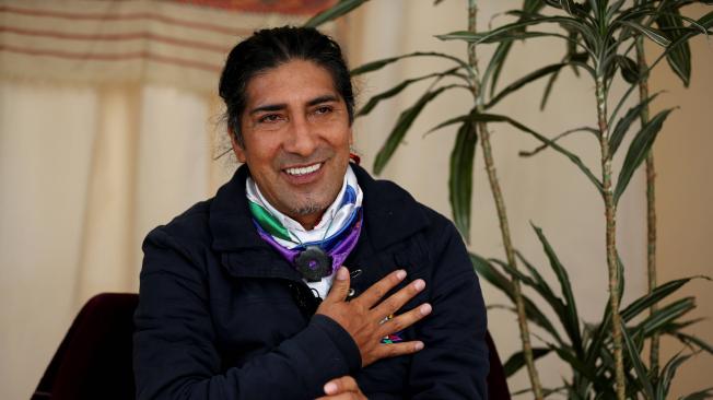 El líder indígena y candidato a la presidencia de Ecuador,  Yaku Sacha Pérez.