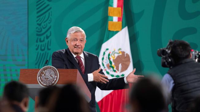 El presidente de México, Andrés Manuel López Obrador, durante su conferencia de prensa matutina en Palacio Nacional de CDMX.