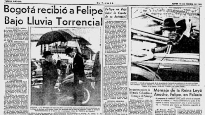 EL TIEMPO cubrió la visita del príncipe Felipe en 1962