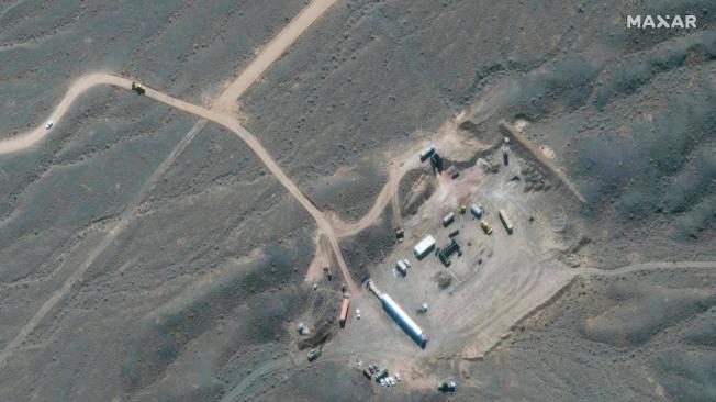 Esta imagen satelital de archivo proporcionada por Maxar Technologies el 28 de enero de 2020 muestra una descripción general de la instalación nuclear de Natanz en Irán, al sur de la capital, Teherán.