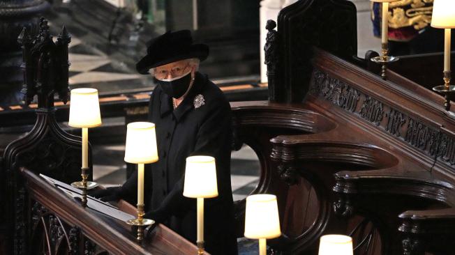 Reina Isabel II en el funeral del duque Felipe de Edimburgo.
