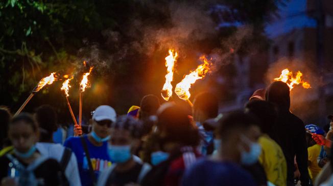 Marcha de las antorchas en Barranquilla. 10 de Mayo de 2021. Centenares de jóvenes asistieron.