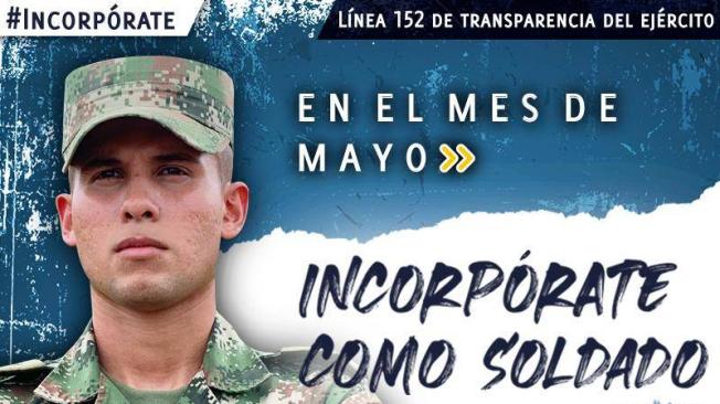 Desde el 1 de mayo hasta el 4 de junio, el Ejército Nacional está incorporando 20 mil hombres colombianos a la institución