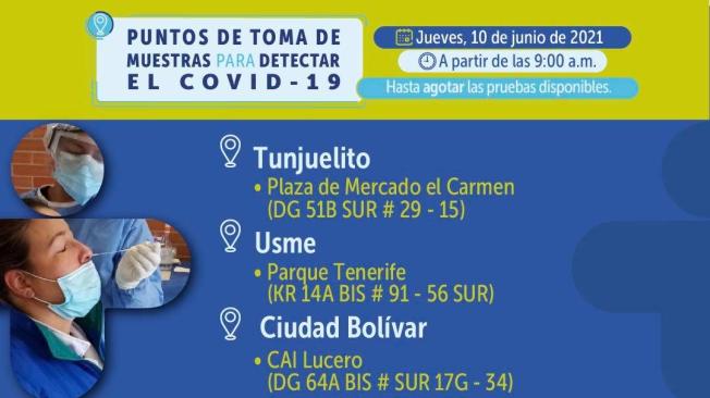 Pruebas covid-19 gratis en Bogotá