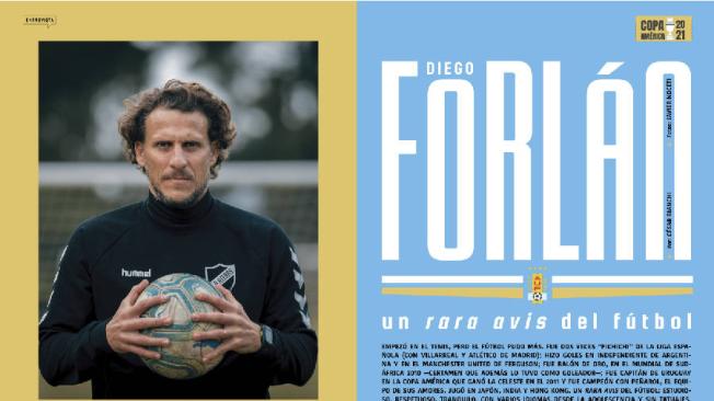 Apertura de la entrevista de Diego Forlán en la edición impresa de Revista BOCAS, publicada en junio de 2021.