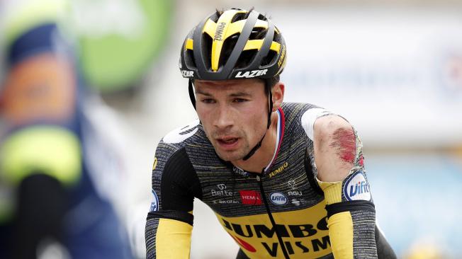 Así llegó Primoz Roglic en la tercera etapa del Tour de Francia.