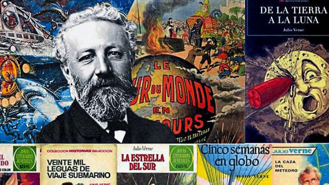 Portadas de algunos de los famosos libros de Julio Verne.