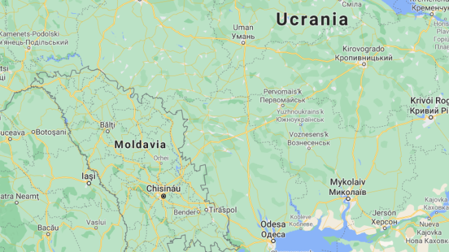 Captuara de pantalla que muestra el mapa donde queda ubicado el Estado de Transnistria, Moldavia.