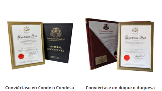 La página oficial del Gobierno de Sealand vende distintos títulos nobiliarios para sus simpatizantes o 'ciudadanos' alrededor del mundo.