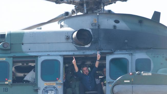 Jair Bolsonaro estuvo desde un helicóptero durante un acto de gobierno.
